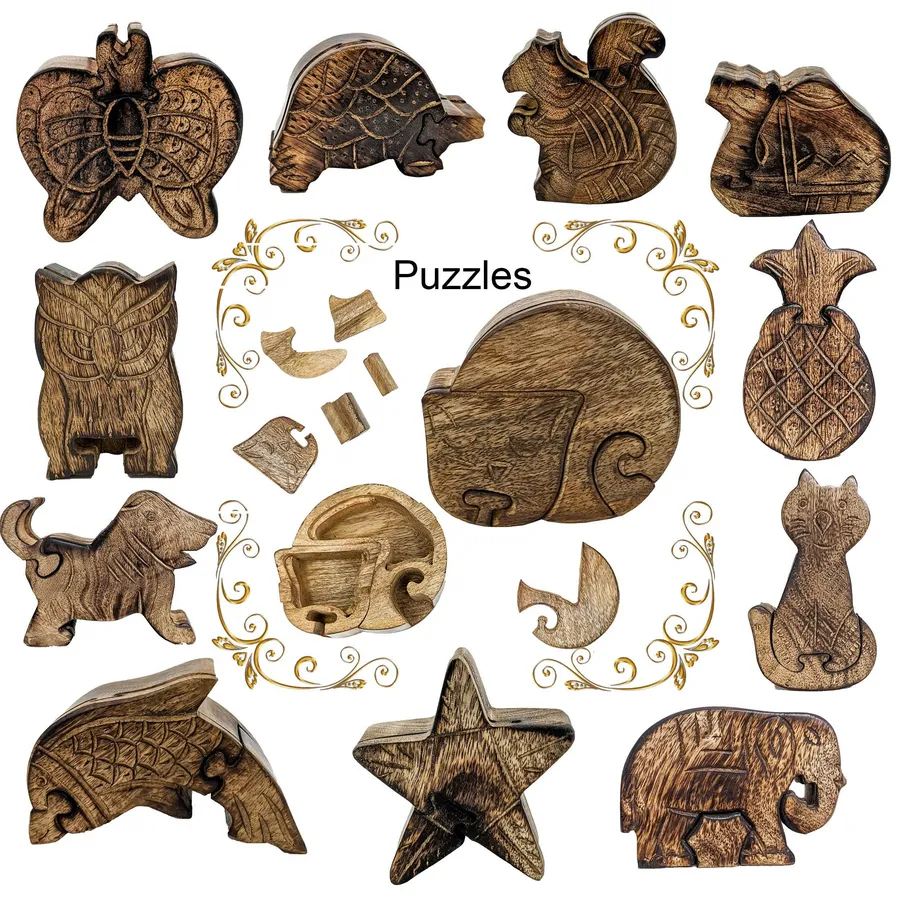 Handicraft Wooden Animals Puzzle — wholesale Toys & Games by the case