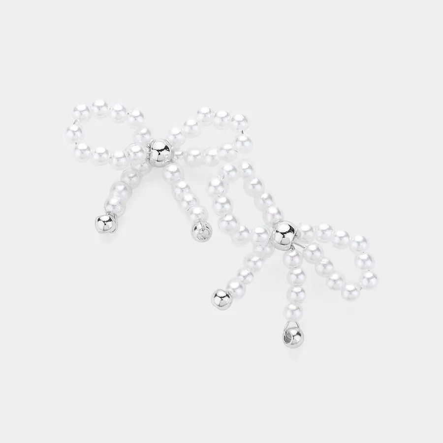 Pearl Bow Earrings for Girls & Women's - Assorted — wholesale Apparel & Accessories by the case