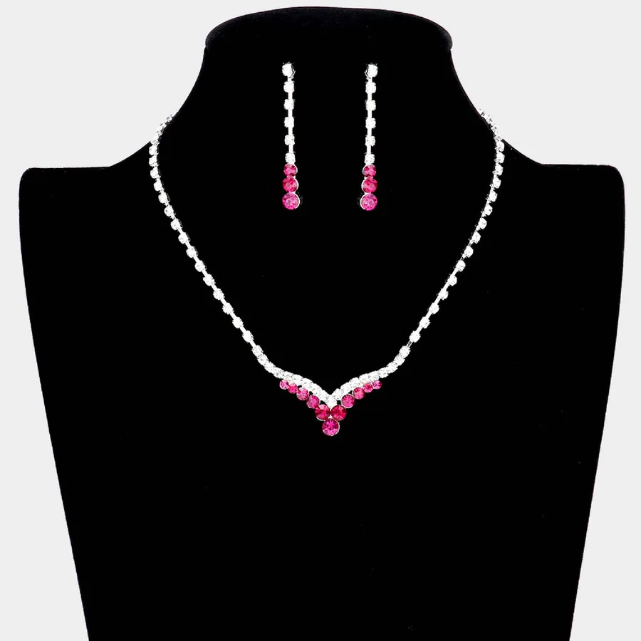 Bubble Stone Detail Rhinestone Necklace - Assorted — wholesale Apparel & Accessories by the case