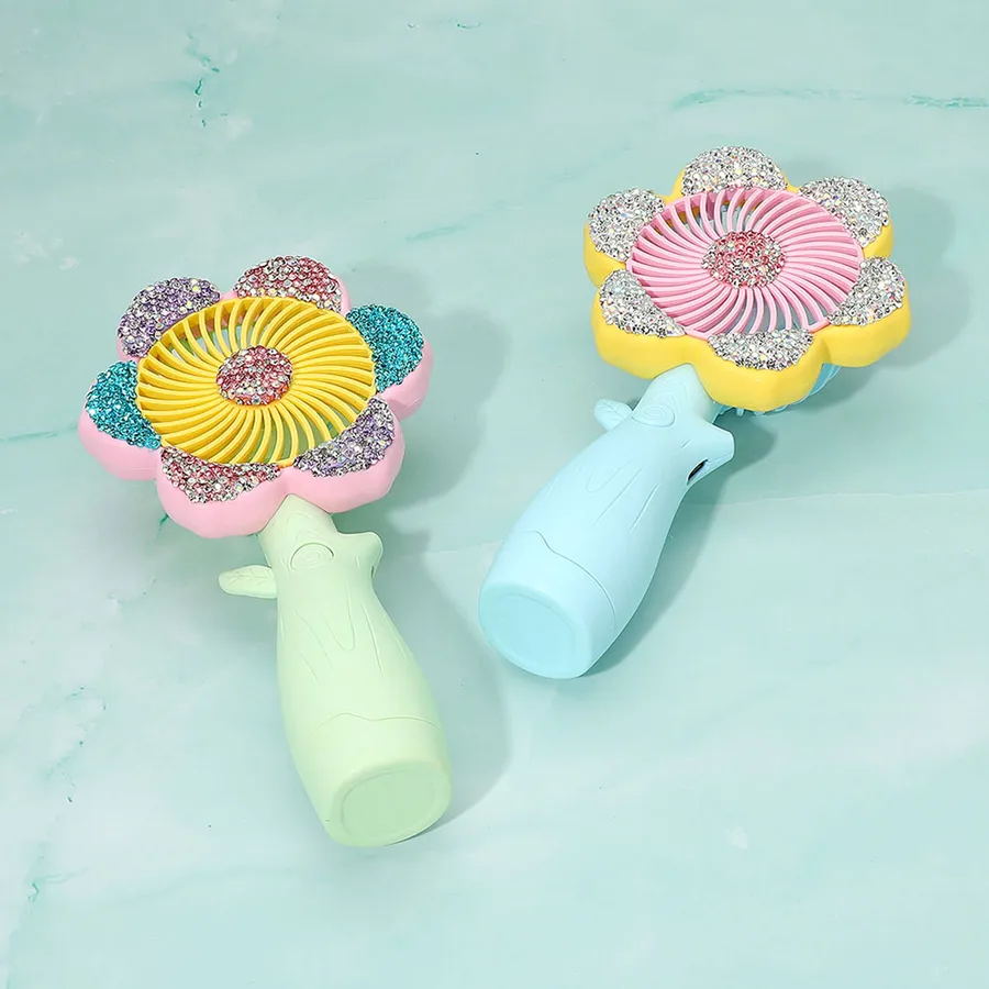 Glittered Flower USB Portable Handheld Fan - Assorted — wholesale Tech & Gadgets by the case