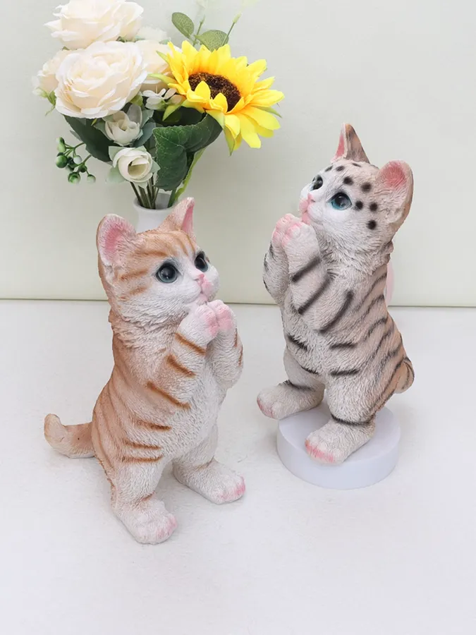 2907BA Cute Wish Orange Cat Beaver Flower Cat Ornaments Home Living Room TV Cabinet Garden Decorations Artificial Animal — wholesale Apparel & Accessories by the case