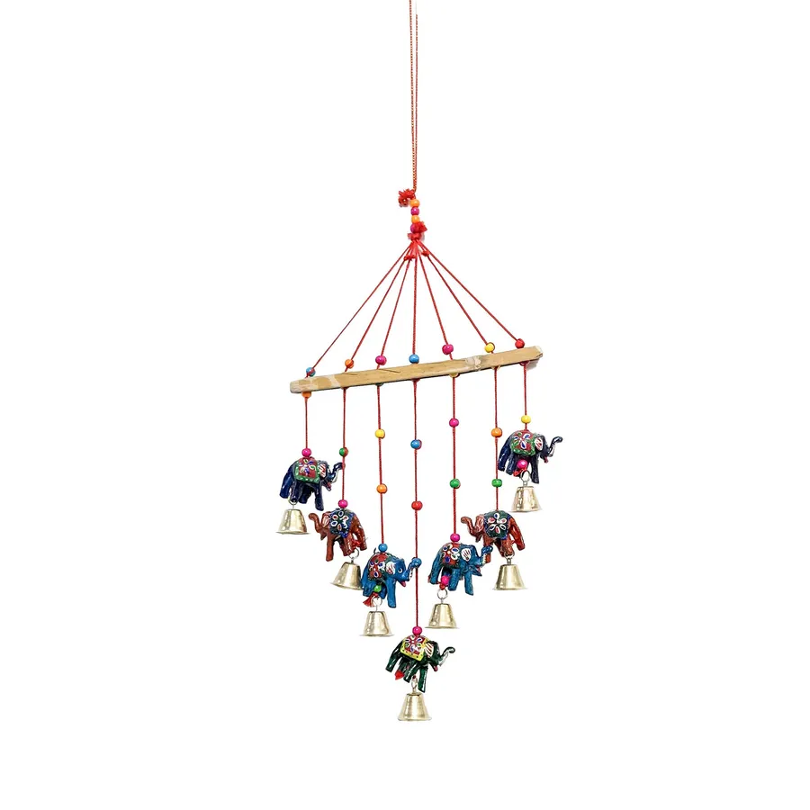 Handmade Indian Hanging 7 Elephants Wall Keeraft Home Gifts — wholesale Home & Décor by the case