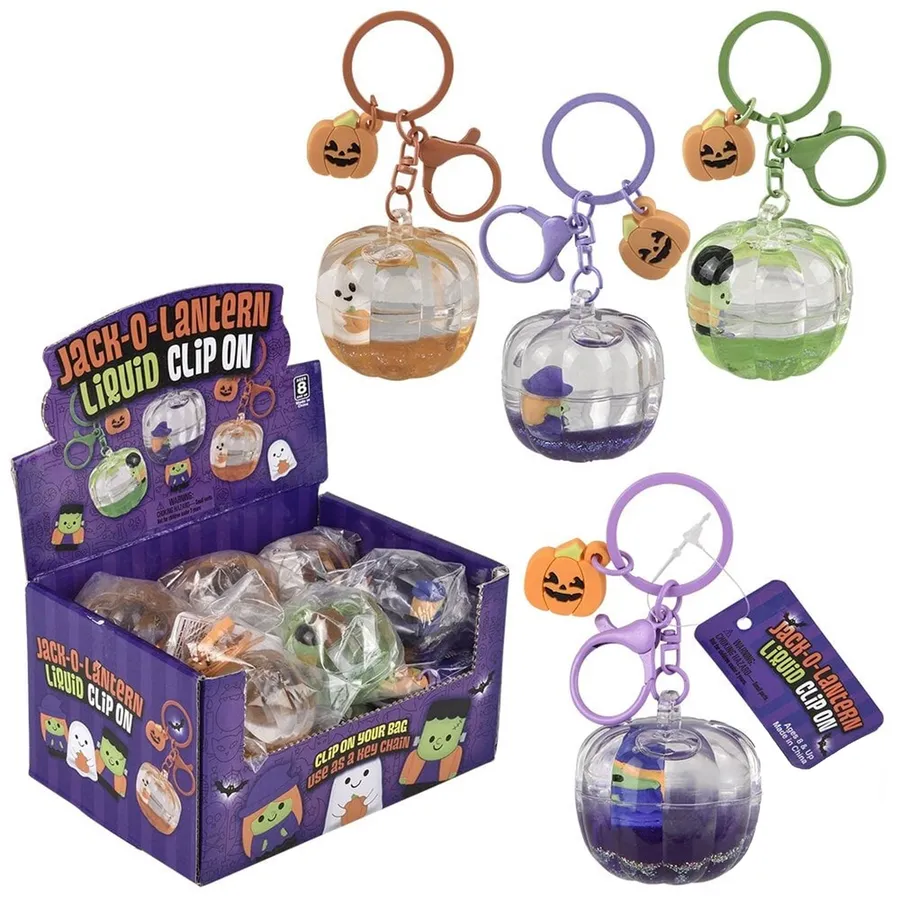 Liquid Jack-O-Lantern Clip-Ons — wholesale Keychains & Charms by the case