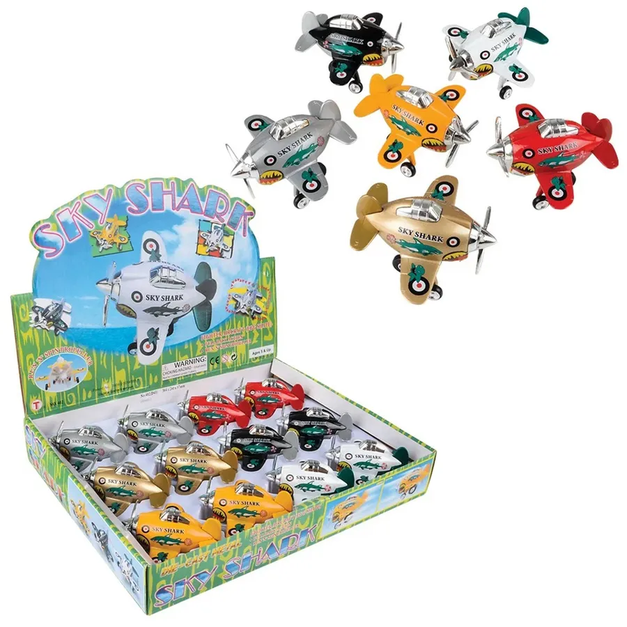 Die-Cast Pull Back Sky shark Plane Kids Toys — wholesale Toys & Games by the case