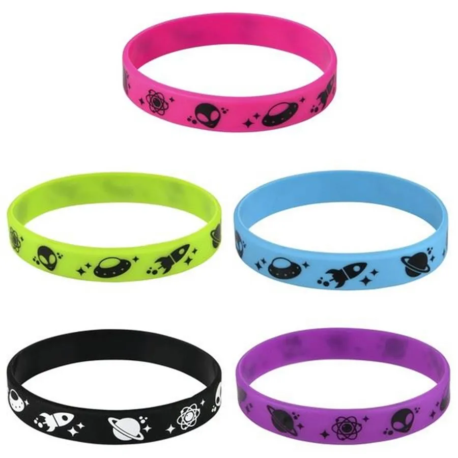 7.75" Alien Design Silicone Bracelets (24pcs) - Assorted — wholesale Apparel & Accessories by the case