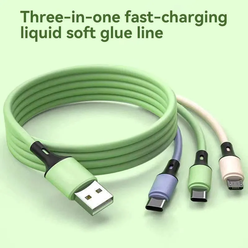 0907GG 5A 3 In 1 USB Type-C Fast Charging Line Cable Micro USB Wire For iPhone 14 Pro Max Samsung Xiaomi Huawei Mobile P — wholesale Tech & Gadgets by the case