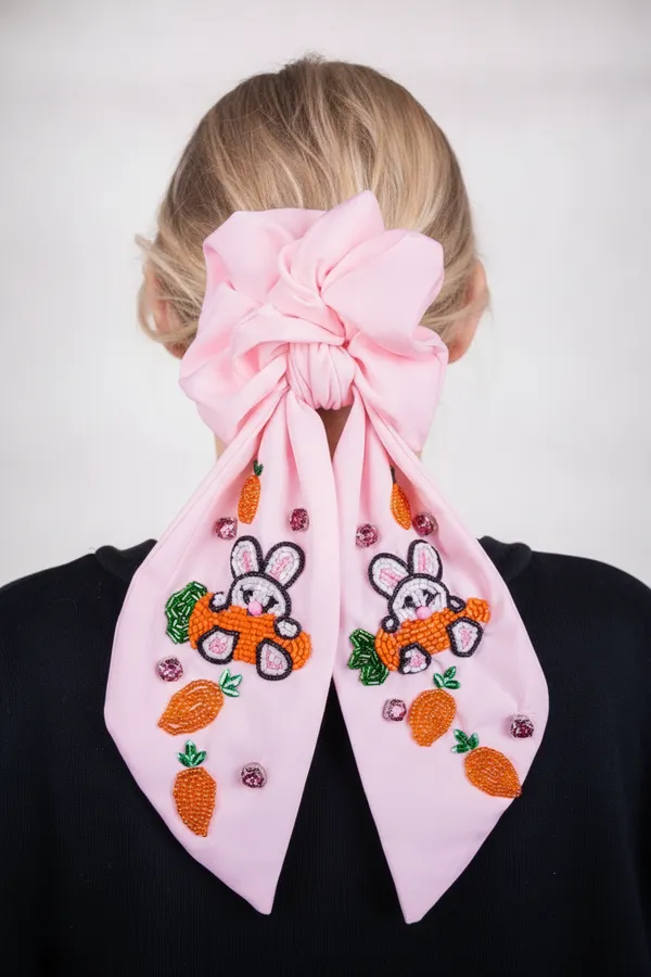 Pink Bow Scrunchie - Elastic Hair Tie and Hair Accessories for Salon and Boutique Retail — wholesale Apparel & Accessories by the case