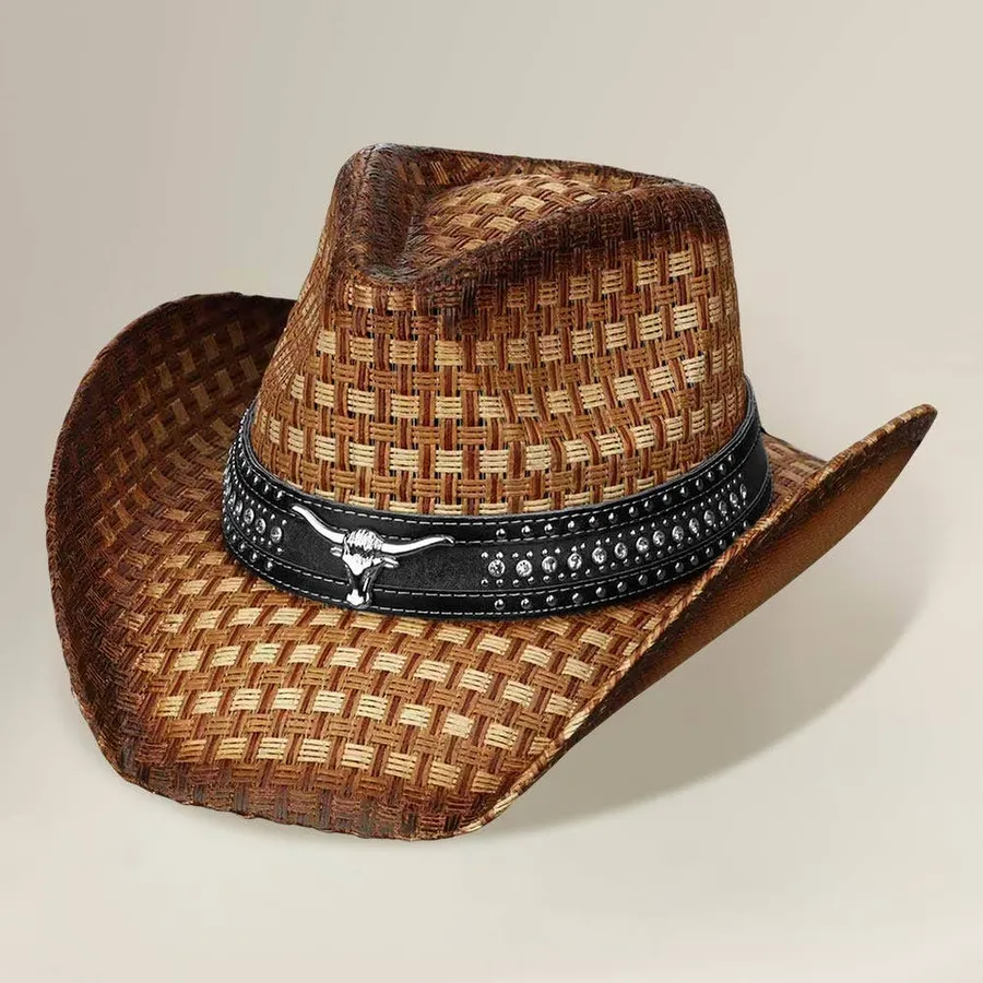 Studded Faux Leather Band Cowboy Hat — wholesale Apparel & Accessories by the case