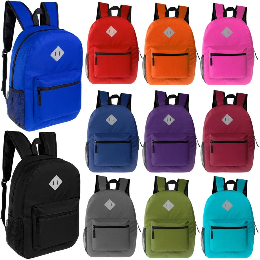 17” Diamond Patch Back To School Backpack – Assorted — wholesale Bags & Backpacks by the case