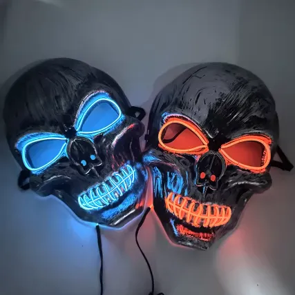 Glowing LED Skull Mask - Halloween Horror - Assorted — wholesale Seasonal & Holiday by the case