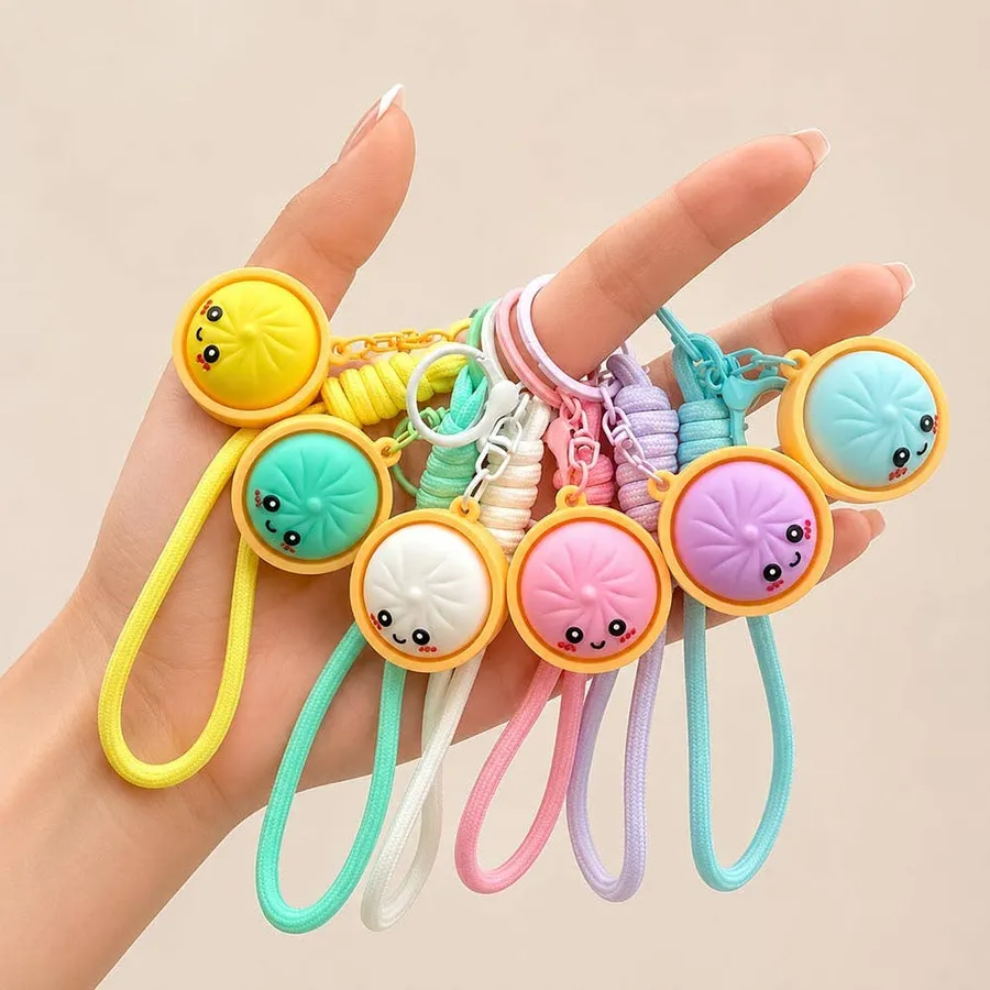 Dumpling Stress Relief Fidget Keychain - Assorted — wholesale Fidgets & Sensory by the case
