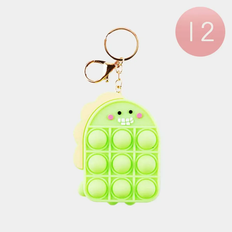 Dino Pop It Bubble Fidget Keychain Assorted Bulk - Sensory Toy for Backpacks & Pencil-Case — wholesale Fidgets & Sensory by the case