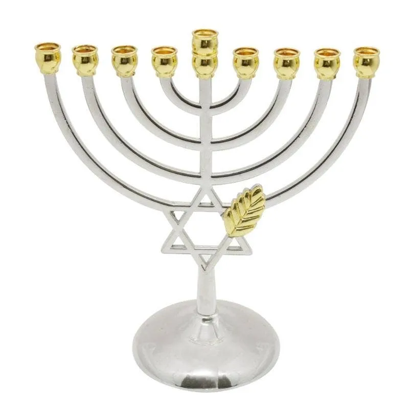 9-Branch Hanukkah Stand – Electroplated Festive Holder — wholesale Home & Décor by the case