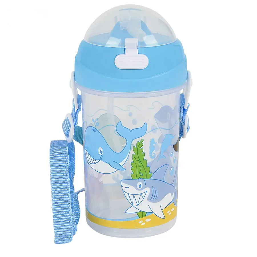 Pop Up Straw Printed Water Bottle For Kids - Assorted — wholesale Kitchen & Drinkware by the case