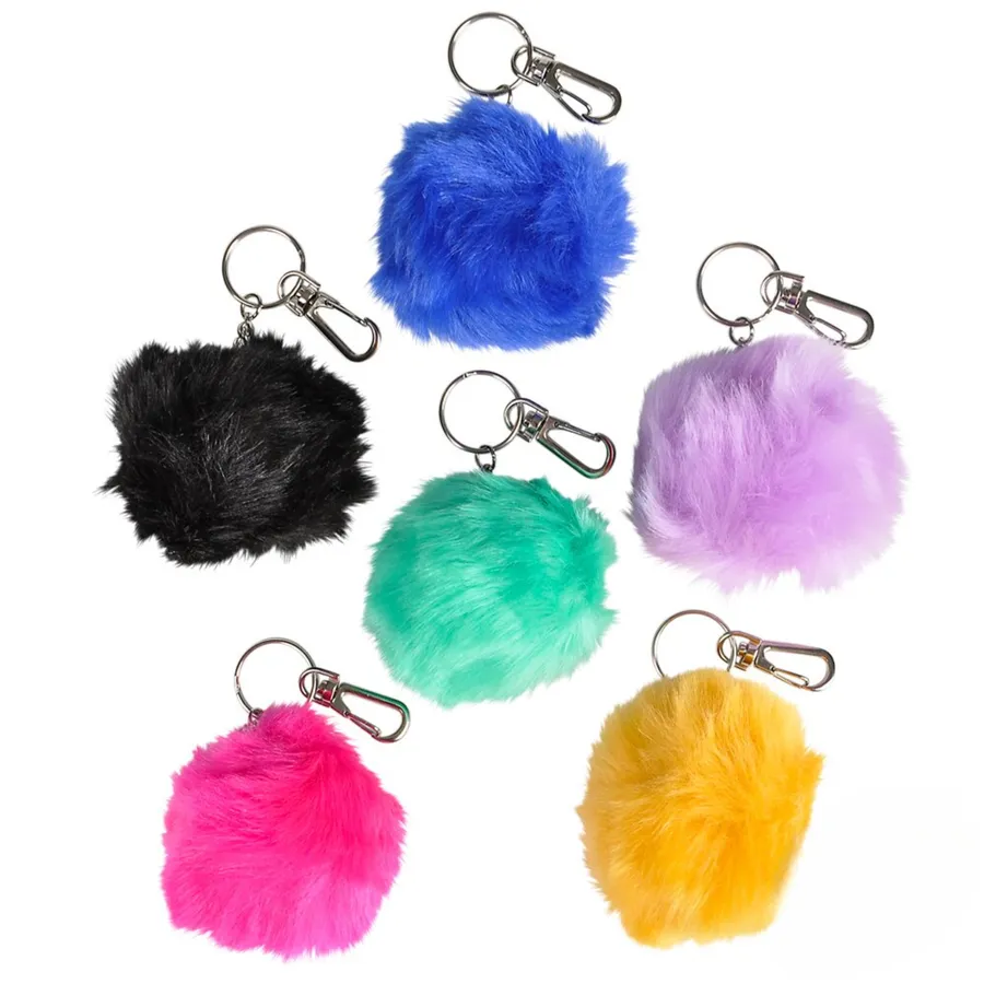 Furry Pom Pom Clip On Keychains — wholesale Keychains & Charms by the case