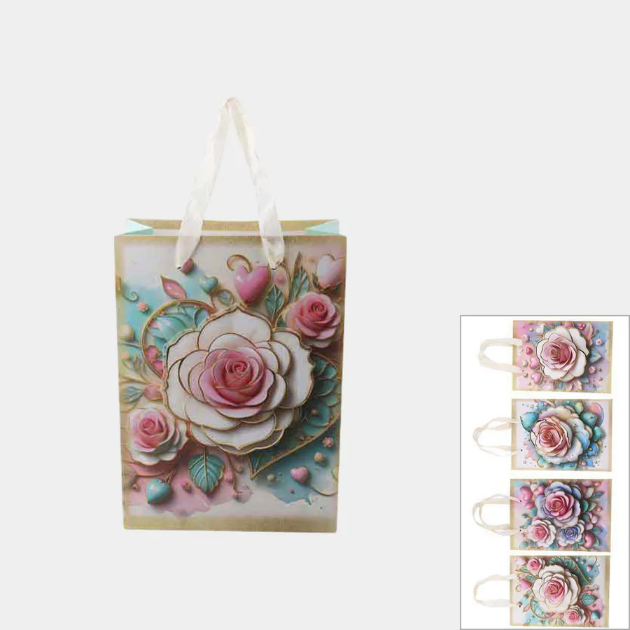 Rose Printed Gift Bags For Valentine - Assorted — wholesale Seasonal & Holiday by the case