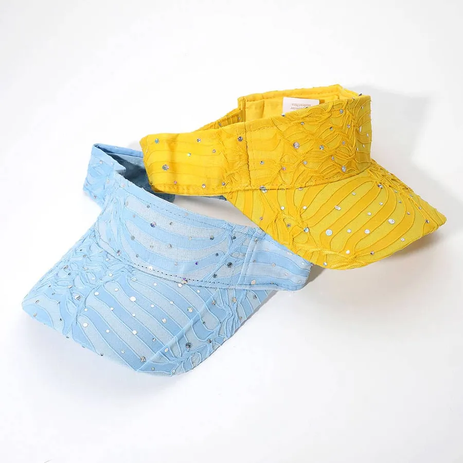 Crystal Accented Ruffled Visor Hat - Assorted — wholesale Apparel & Accessories by the case