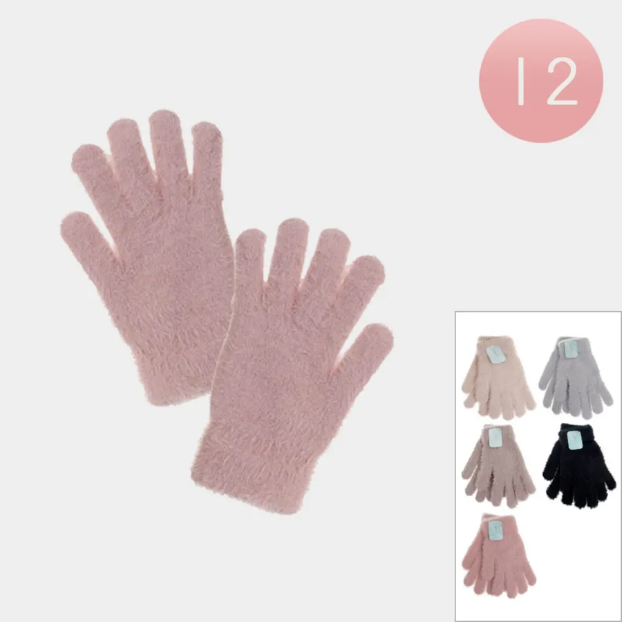 Fuzzy Plain Gloves - Assorted — wholesale Apparel & Accessories by the case