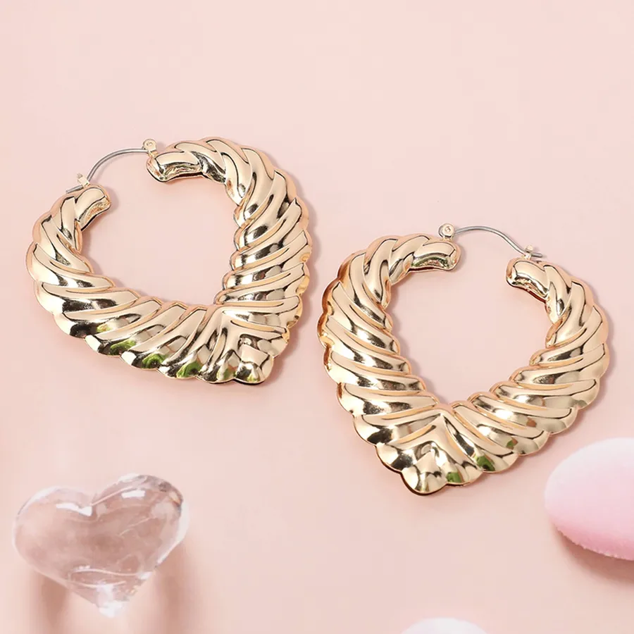 Textured Metal Heart Hoop Earrings - Assorted — wholesale Apparel & Accessories by the case