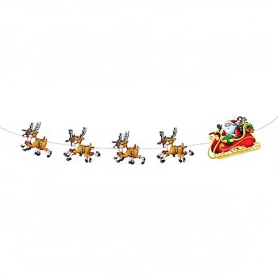Santa and Sleigh Christmas Garland - 8ft Holiday Decor for Mantel and Seasonal Displays — wholesale Seasonal & Holiday by the case
