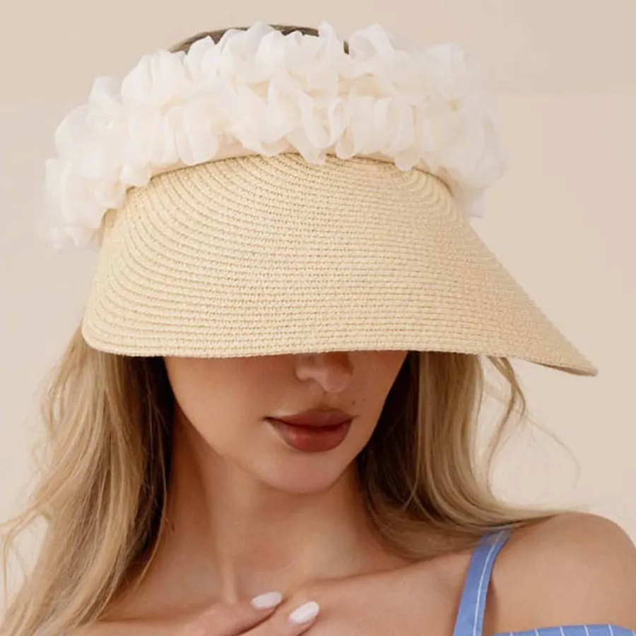 Floral Accent Wide Brim Straw Hat For Women's - Assorted — wholesale Apparel & Accessories by the case