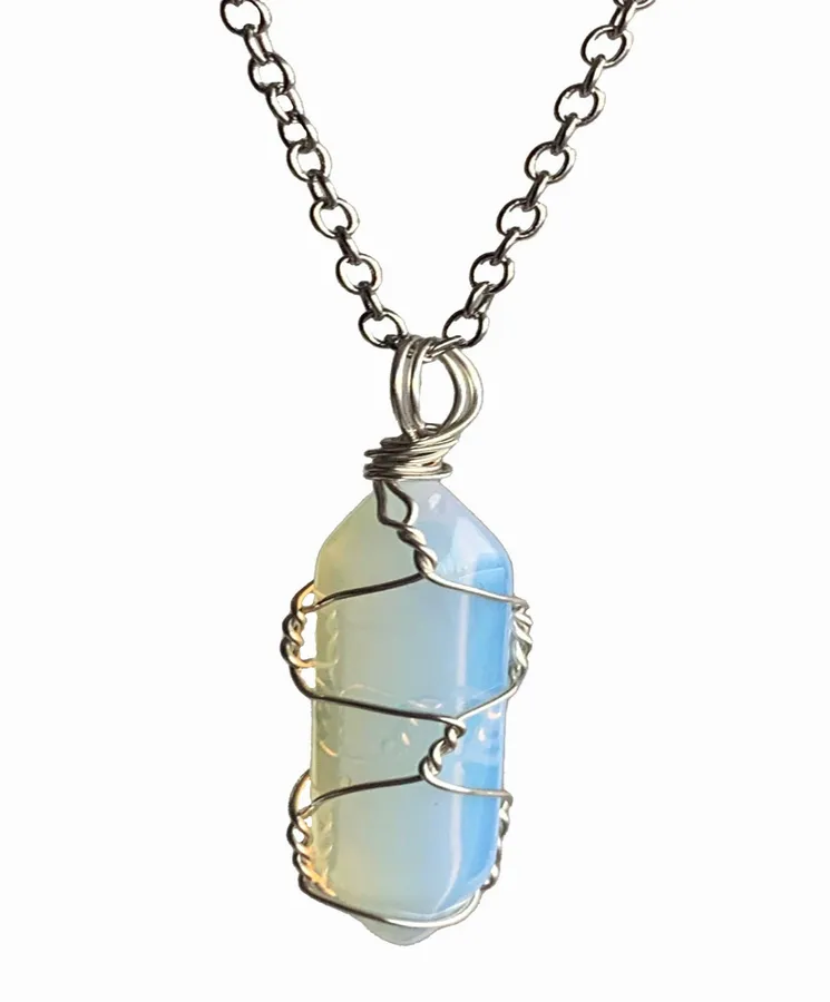 Wholesale Opalite Gemstone Design Wire Wrapped 18" Chain Necklace (Sold by DZ) — wholesale Apparel & Accessories by the case