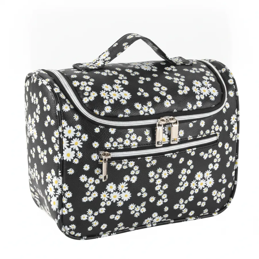 Daisy Floral Print Mini U-Zip Cosmetic Bag - Travel and Everyday Makeup Organizer — wholesale Bags & Backpacks by the case