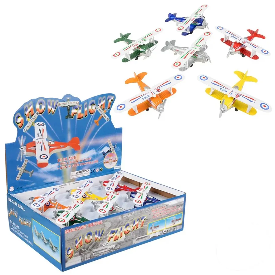 Die Cast Biplanes Pull Back Kids Toy — wholesale Toys & Games by the case