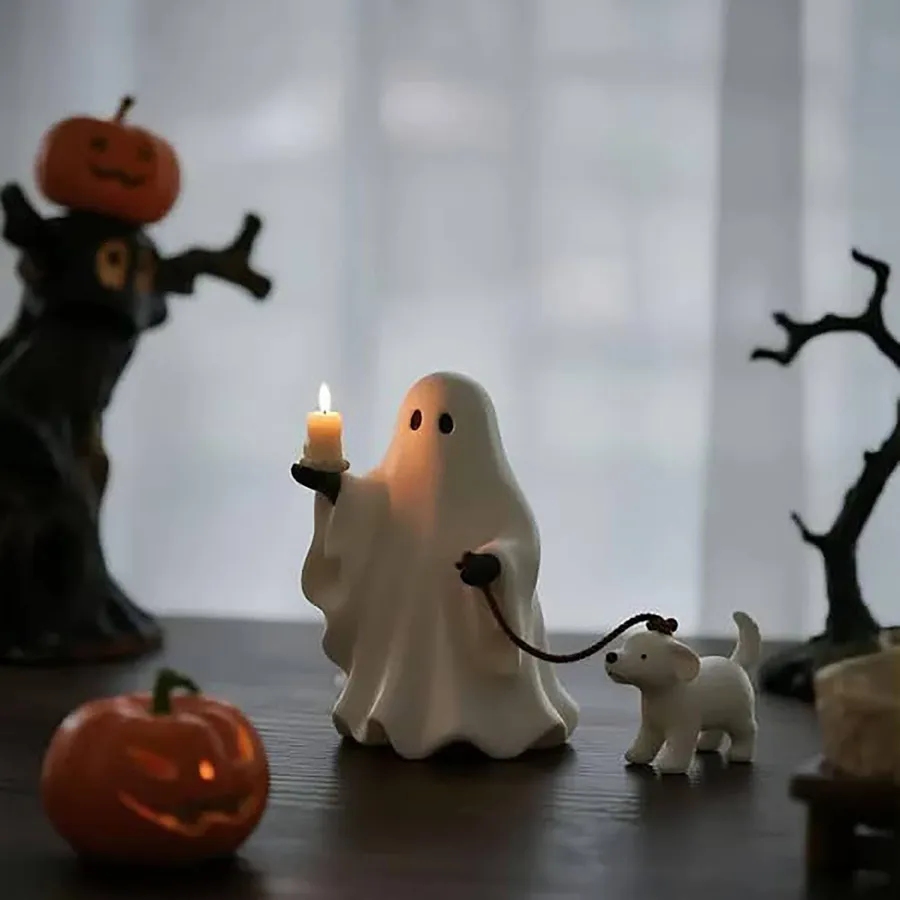 Whimsical Candle Holder – Ghost & Puppy Design — wholesale Home & Décor by the case