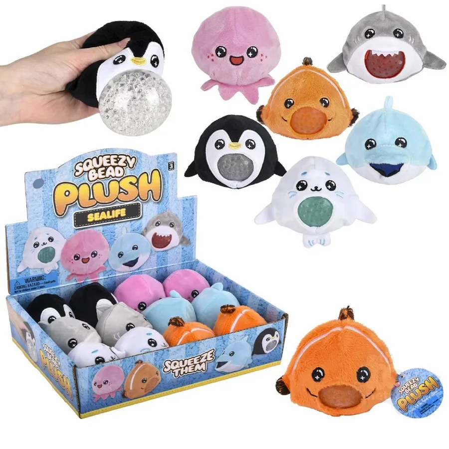 Sea Life Squeezy Bead Plush Kids Toy- Assorted — wholesale Plush & Squishies by the case