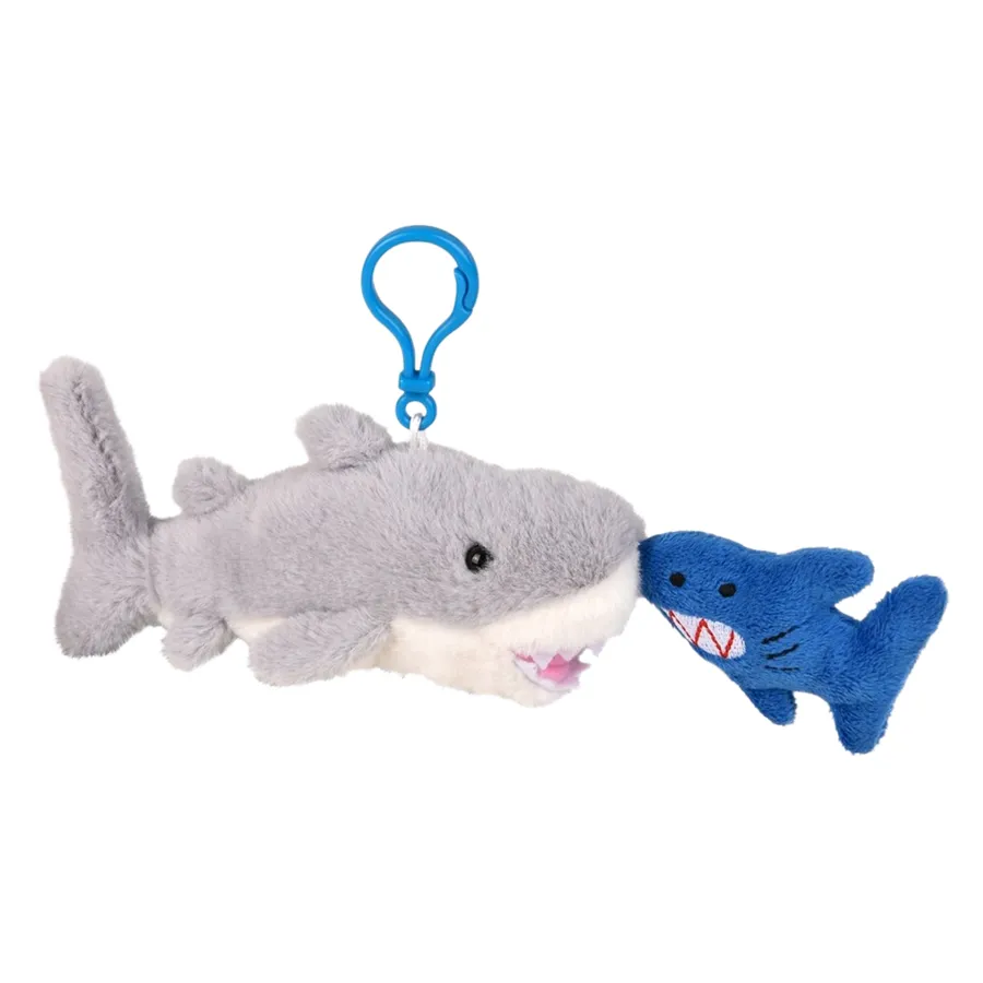 Shark Themed Plush Backpack Clip On Keychain — wholesale Plush & Squishies by the case