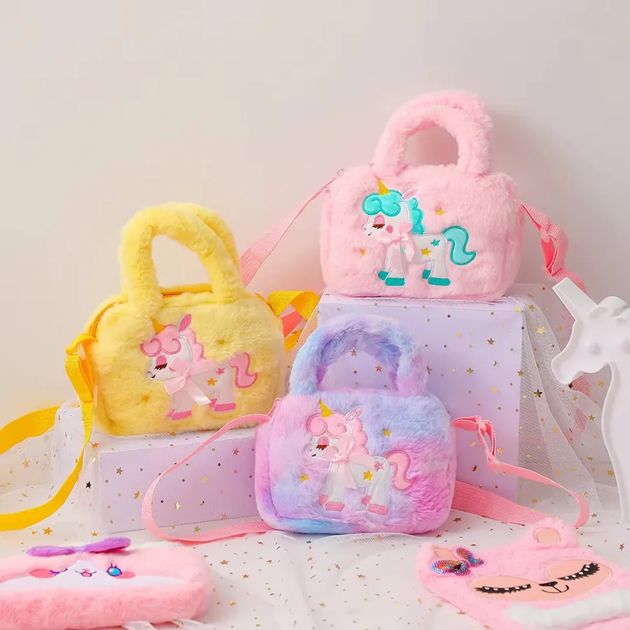 Unicorn Rainbow Plush Crossbody Bag For Kids - Assorted — wholesale Plush & Squishies by the case
