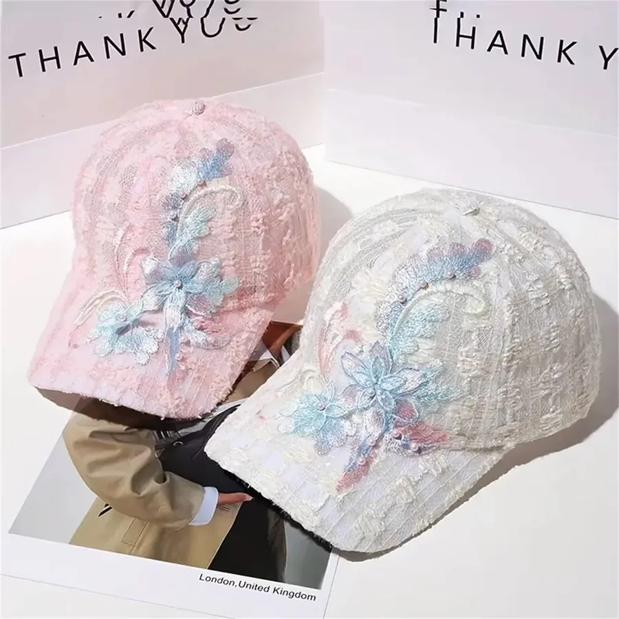 Breathable Mesh Flower Embroidered Baseball Cap - Assorted — wholesale Apparel & Accessories by the case