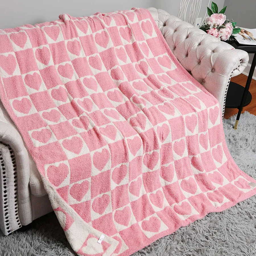 Reversible Heart Patterned Throw Blanket — wholesale Home & Décor by the case