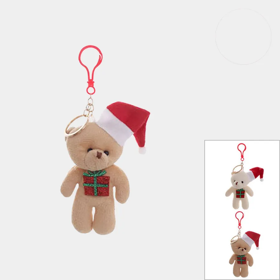 Christmas Festive Gift Bear Keychains - Assorted — wholesale Keychains & Charms by the case