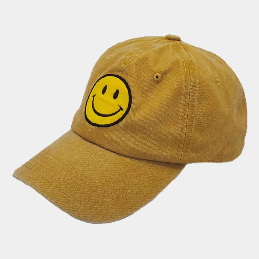 Smile Face Patch Vintage Baseball Cap - Assorted — wholesale Apparel & Accessories by the case