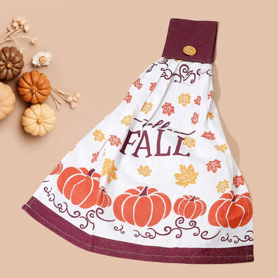 Halloween Pumpkin Patterned Hanging Kitchen Towel - Assorted — wholesale Seasonal & Holiday by the case