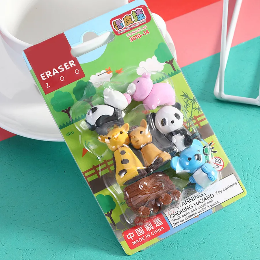 Animal Mix Eraser Set For Back To School Kids- Assorted — wholesale Stationery & Office by the case