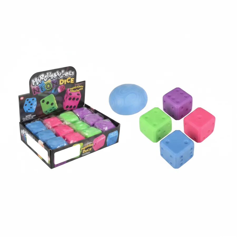 Neon Dice Squishy Toy - Soft Marshmallow Texture Sensory Fidget Stress Relief Toy — wholesale Fidgets & Sensory by the case