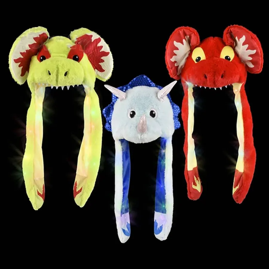 Dinosaur Popping Ear Light-Up Hat For Kids - Assorted — wholesale Apparel & Accessories by the case