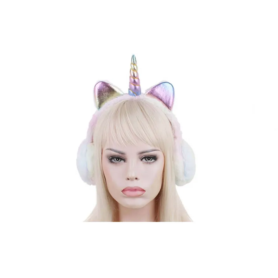 Soft Velvet Plush Ear Girls Faux Fur Unicorn Earmuffs Winter — wholesale Plush & Squishies by the case