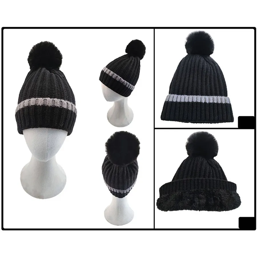 Ribbed Knit Pom Pom Beanie Hat For Women's - Assorted — wholesale Apparel & Accessories by the case