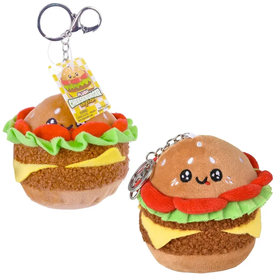 Plush Burger Clip On Keychain For Kids — wholesale Plush & Squishies by the case