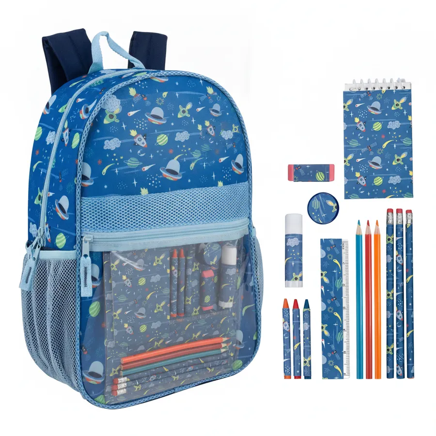 17-Inch Outer Space Kids Backpack with School Supplies Kit — wholesale Bags & Backpacks by the case