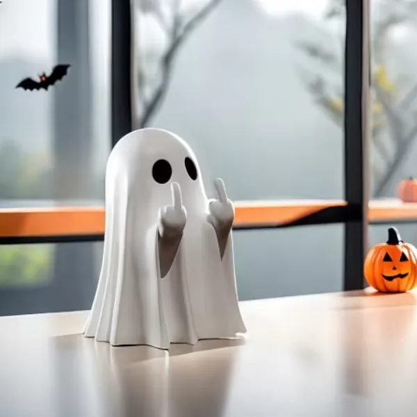 Cute Ghost Statue with Middle Finger – Halloween Decor — wholesale Seasonal & Holiday by the case