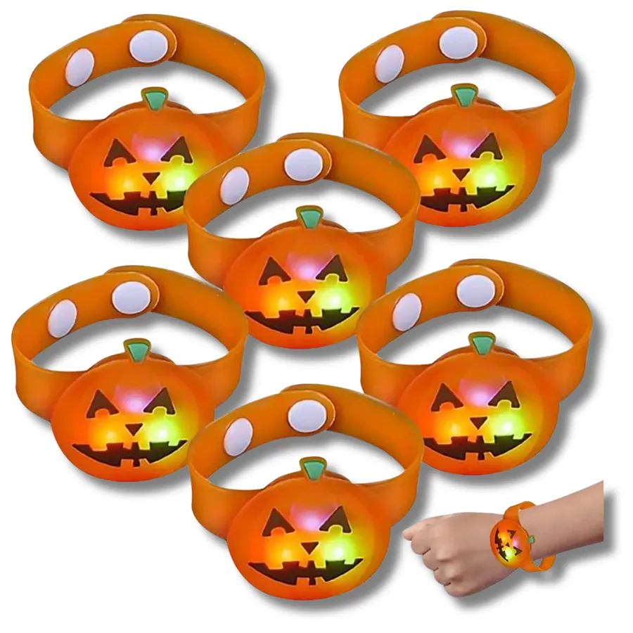 Halloween Pumpkin Light & Glow Up Kid Snap Bracelet — wholesale Seasonal & Holiday by the case