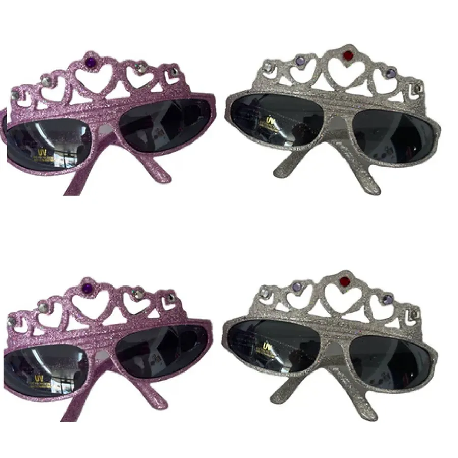 Tiara Crown Princess Party Glasses Silver In Bulk — wholesale Party & Gifts by the case