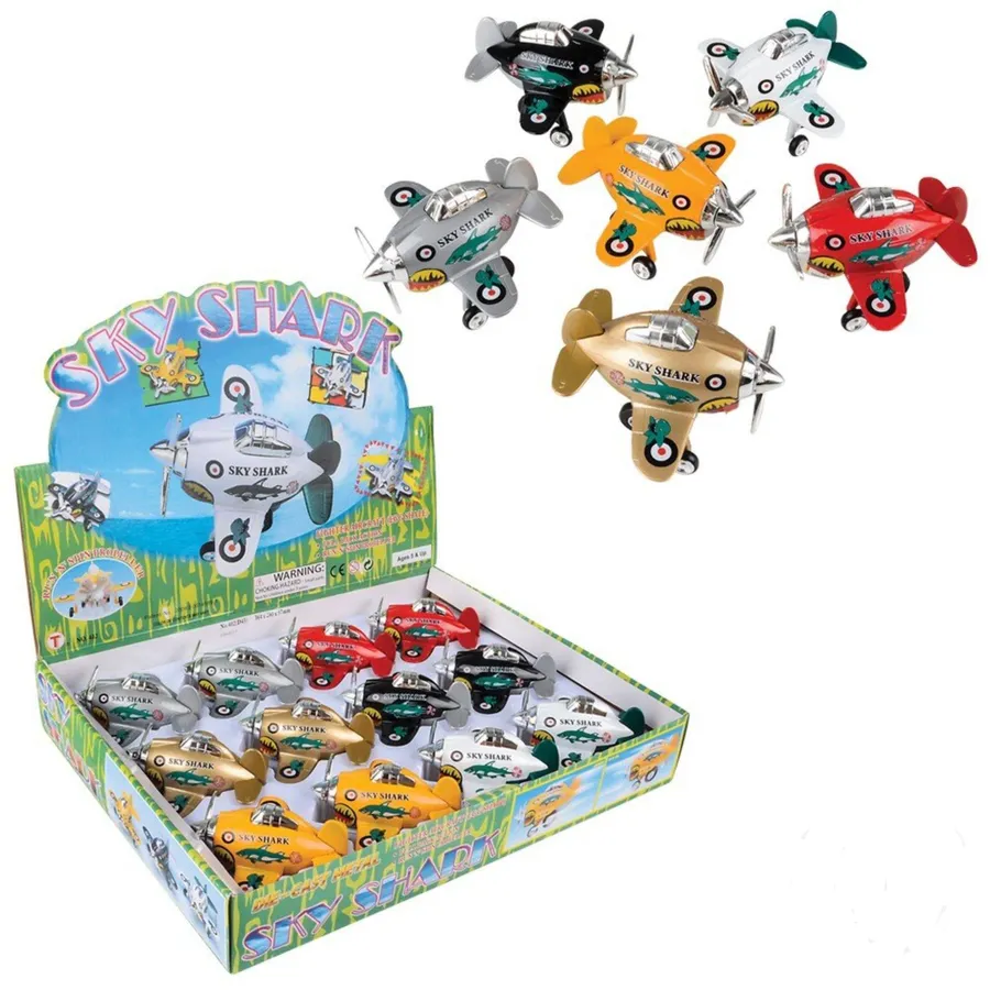 Pull Back Die-Cast Skyshark Plane Kids Toy — wholesale Toys & Games by the case