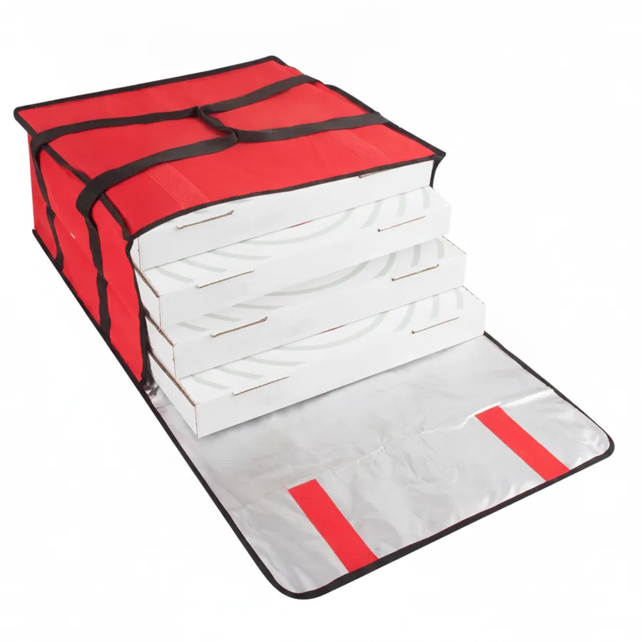 Red Insulated Pizza Carrier Bag - Thermal Food Delivery Tote with Durable Handle — wholesale Bags & Backpacks by the case