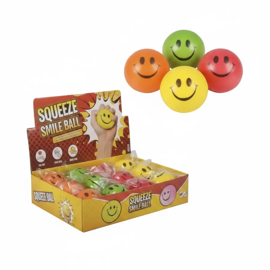 Smiley Face Squishy Stress Ball - Assorted Colors Sensory Fidget Toy — wholesale Fidgets & Sensory by the case